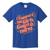 Retro I Support The Girl Gays And Theys Ally Pride Month Kids T-Shirt