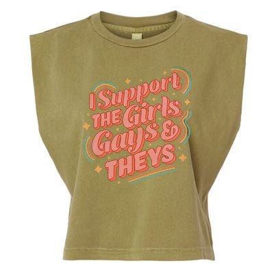 Retro I Support The Girl Gays And Theys Ally Pride Month Garment-Dyed Women's Muscle Tee