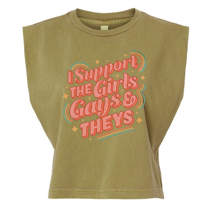 Retro I Support The Girl Gays And Theys Ally Pride Month Garment-Dyed Women's Muscle Tee