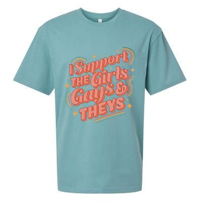 Retro I Support The Girl Gays And Theys Ally Pride Month Sueded Cloud Jersey T-Shirt