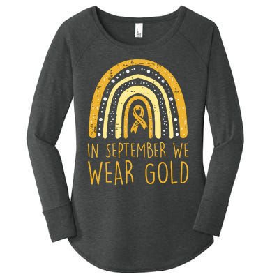 Rainbow In September We Wear Gold Childhood Cancer Awareness Women's Perfect Tri Tunic Long Sleeve Shirt