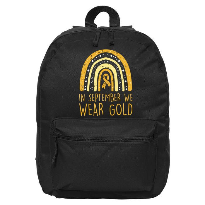 Rainbow In September We Wear Gold Childhood Cancer Awareness 16 in Basic Backpack