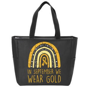 Rainbow In September We Wear Gold Childhood Cancer Awareness Zip Tote Bag