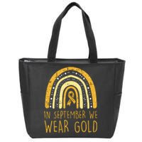 Rainbow In September We Wear Gold Childhood Cancer Awareness Zip Tote Bag