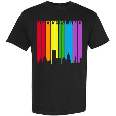 Rhode Island Skyline Lgbt Pride Garment-Dyed Heavyweight T-Shirt