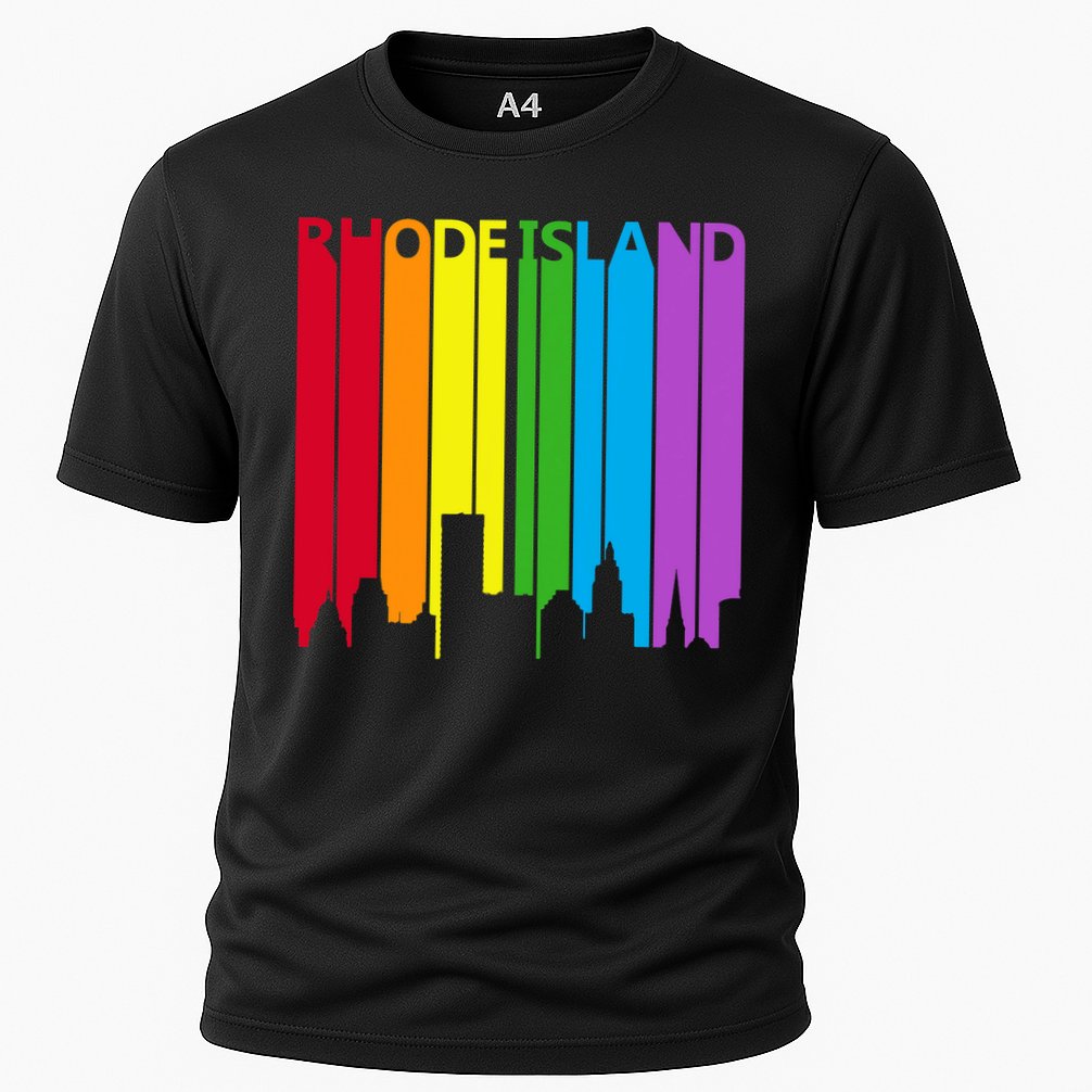 Rhode Island Skyline Lgbt Pride Cooling Performance Crew T-Shirt