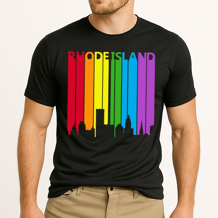 Rhode Island Skyline Lgbt Pride Cooling Performance Crew T-Shirt