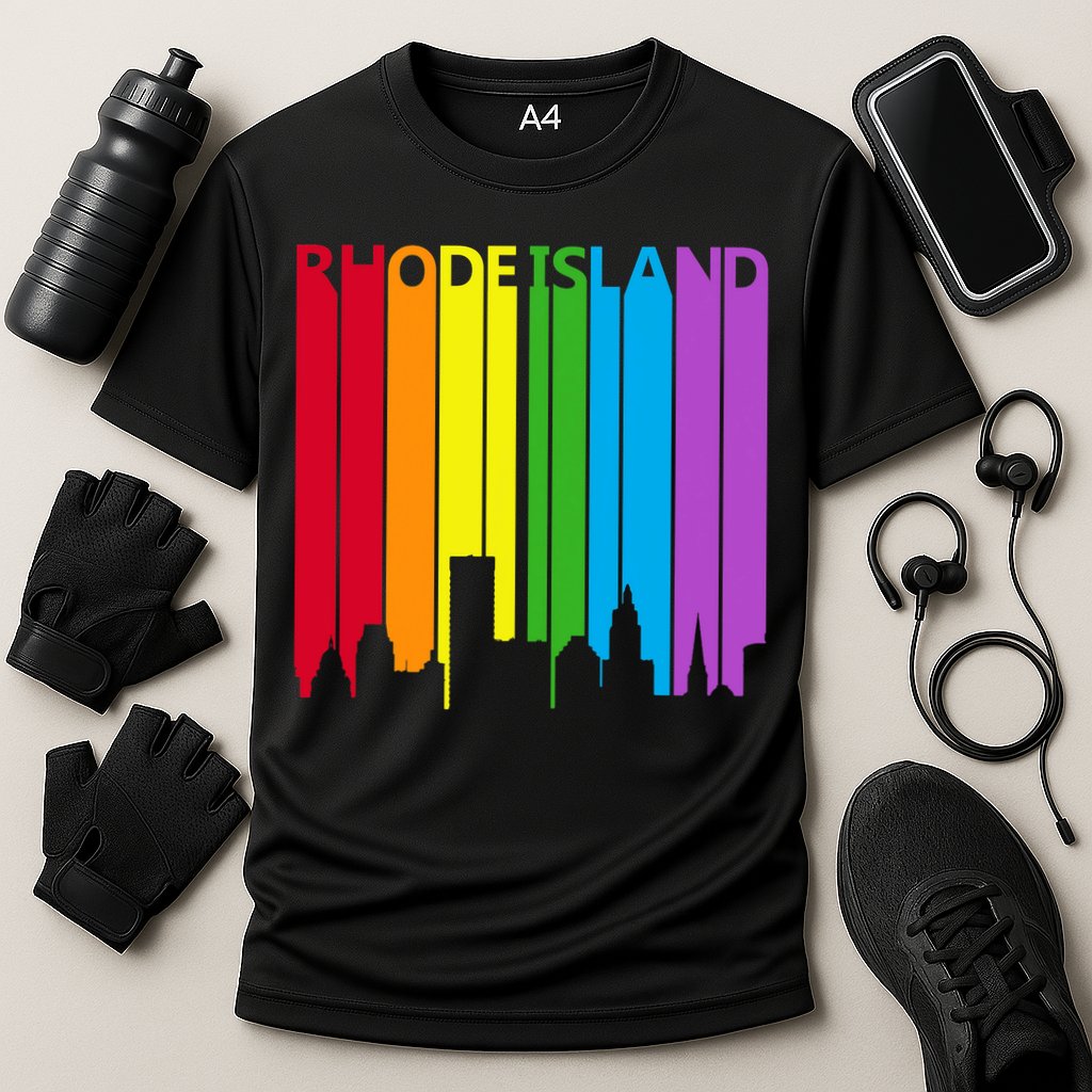 Rhode Island Skyline Lgbt Pride Cooling Performance Crew T-Shirt