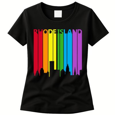 Rhode Island Skyline Lgbt Pride Womens T-Shirt