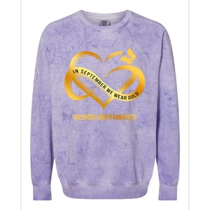 Retro In September We Wear Gold Hood Cancer Awareness Gift Colorblast Crewneck Sweatshirt