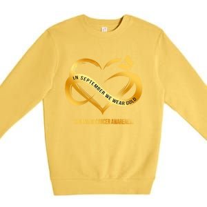 Retro In September We Wear Gold Hood Cancer Awareness Gift Premium Crewneck Sweatshirt