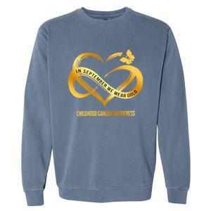 Retro In September We Wear Gold Hood Cancer Awareness Gift Garment-Dyed Sweatshirt