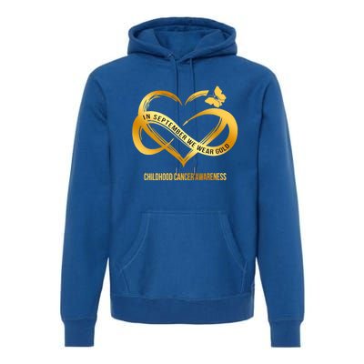 Retro In September We Wear Gold Hood Cancer Awareness Gift Premium Hoodie