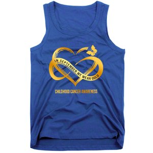 Retro In September We Wear Gold Hood Cancer Awareness Gift Tank Top