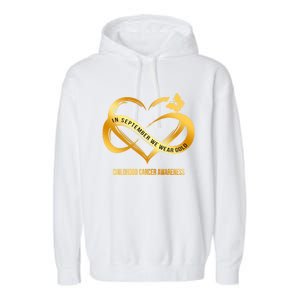 Retro In September We Wear Gold Hood Cancer Awareness Gift Garment-Dyed Fleece Hoodie