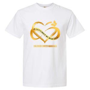 Retro In September We Wear Gold Hood Cancer Awareness Gift Garment-Dyed Heavyweight T-Shirt