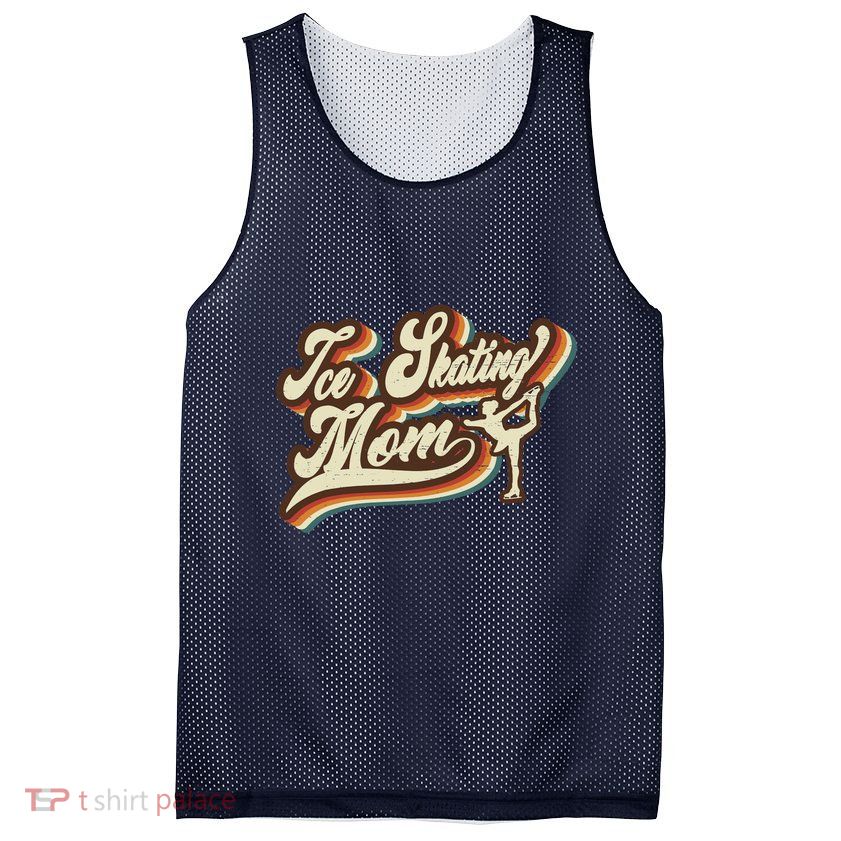 Retro Ice Skating Mom Sports Mama Mothers Day Mesh Reversible Basketball Jersey Tank
