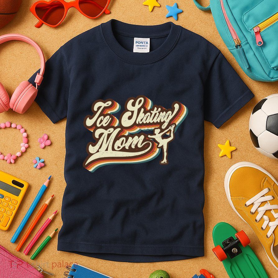 Retro Ice Skating Mom Sports Mama Mothers Day Kids T-Shirt