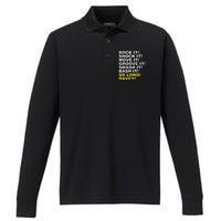 Rock It! Shock It! Almost Vintage Performance Long Sleeve Polo