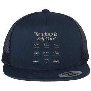 Reading Is Selfcare Book A Day Retro Read More Book Lover Flat Bill Trucker Hat