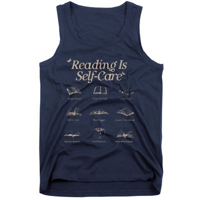 Reading Is Selfcare Book A Day Retro Read More Book Lover Tank Top