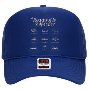 Reading Is Selfcare Book A Day Retro Read More Book Lover High Crown Mesh Back Trucker Hat