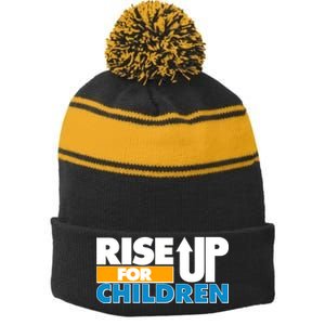 Rise Up For The Children Stripe Pom Pom Beanie