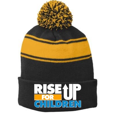 Rise Up For The Children Stripe Pom Pom Beanie