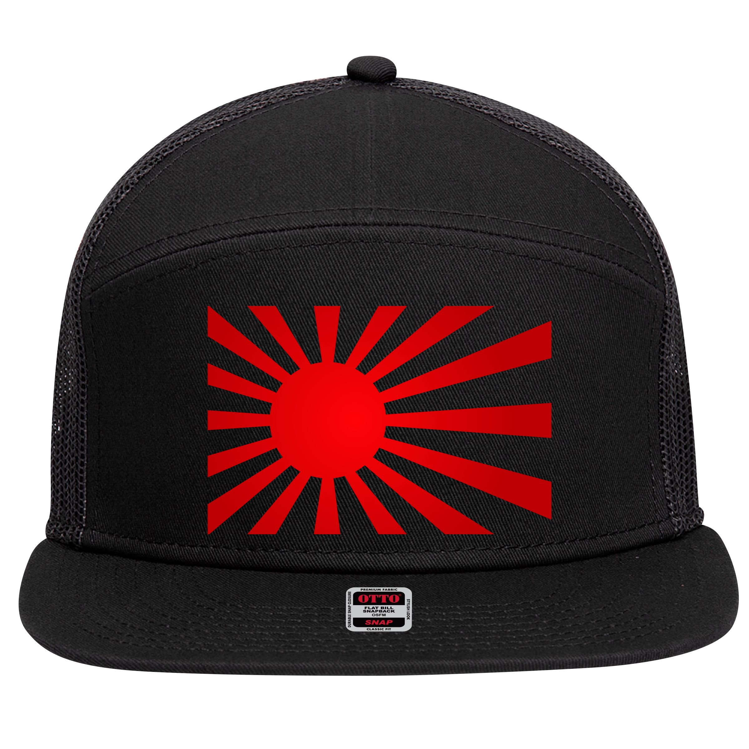 Rising Sun Flag Japan 7 Panel Mesh Trucker Snapback Hat