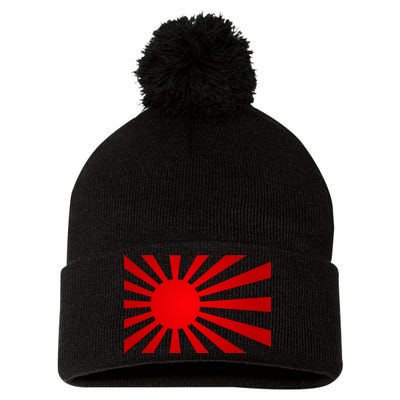 Rising Sun Flag Japan Pom Pom 12in Knit Beanie