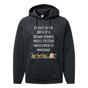 Rejoice In The Birth Of A Brown Skinned Middle Eastern Xmas  Performance Fleece Hoodie