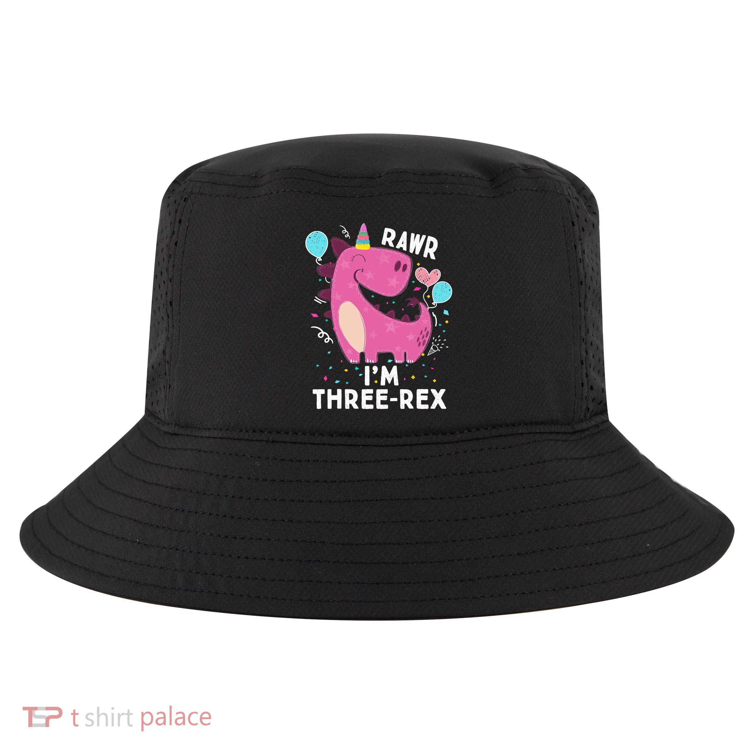 Rawr I'm Three-Rex 3rd Birthday Gifts 3 Year Old Dinosaur Cool Comfort Performance Bucket Hat