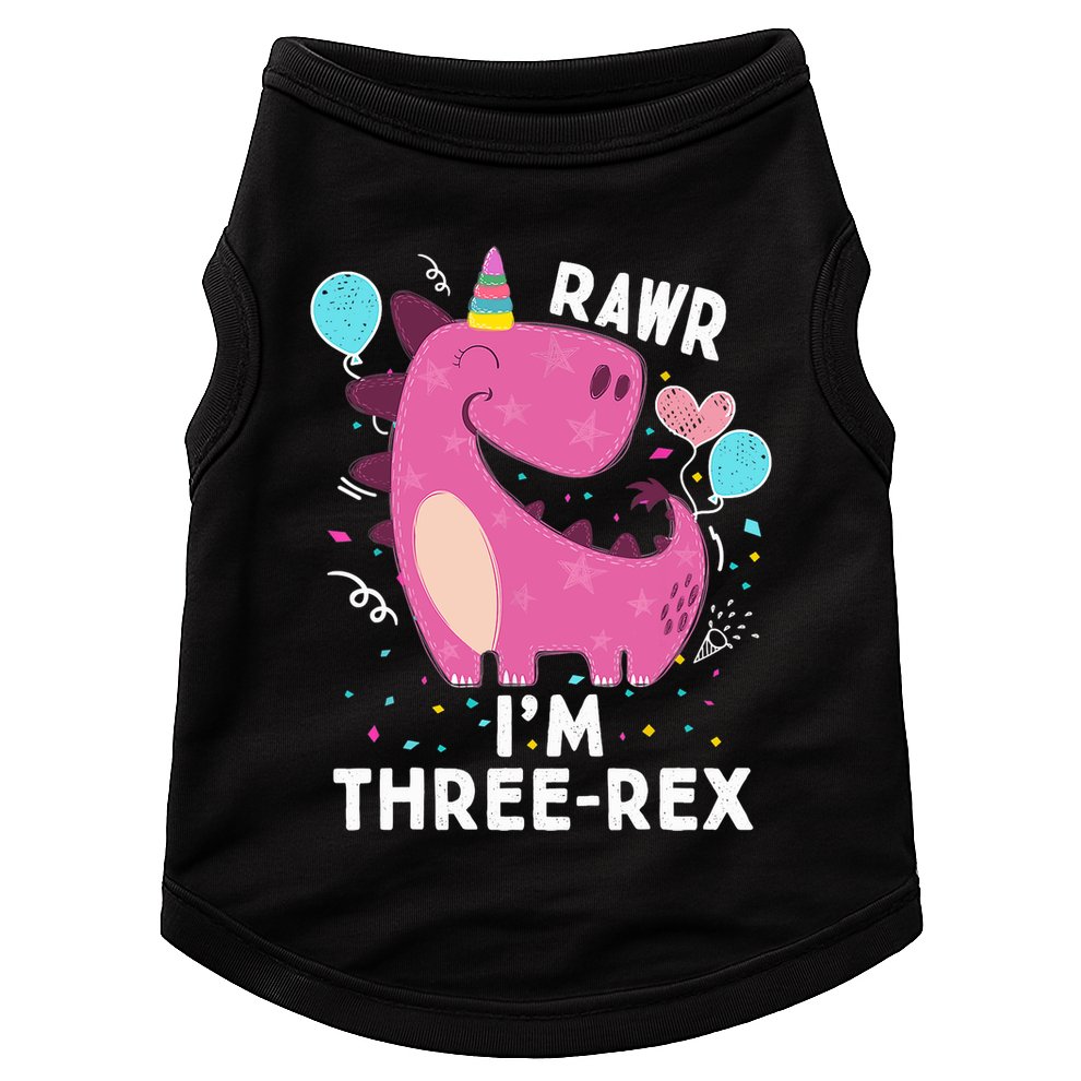 Rawr I'm Three-Rex 3rd Birthday Gifts 3 Year Old Dinosaur Doggie Tank