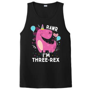 Rawr I'm Three-Rex 3rd Birthday Gifts 3 Year Old Dinosaur PosiCharge Competitor Tank