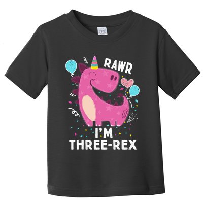Rawr I'm Three-Rex 3rd Birthday Gifts 3 Year Old Dinosaur Toddler T-Shirt