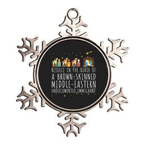 Rejoice In The Birth Of A Brown Skinned Christmas Jesus Xmas Metallic Star Ornament