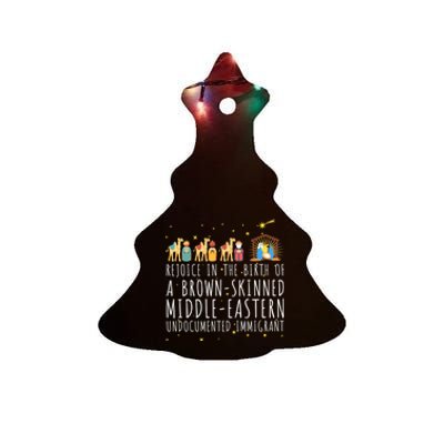 Rejoice In The Birth Of A Brown Skinned Christmas Jesus Xmas Ceramic Tree Ornament