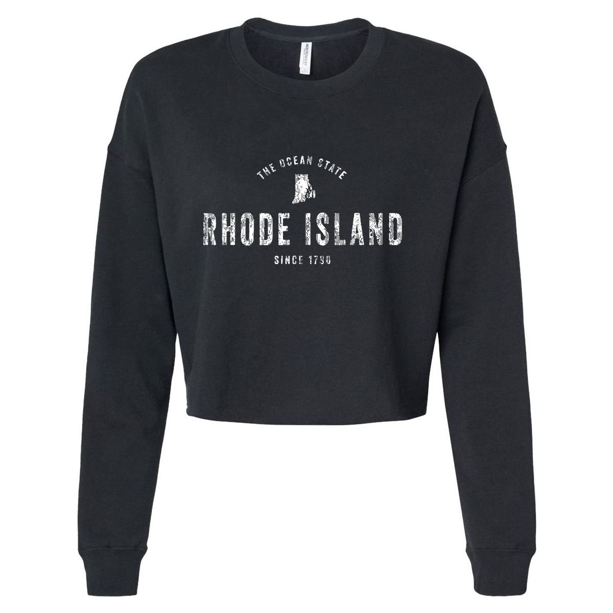 Rhode Island T Vintage Sports Design Retro Ri Cropped Pullover Crew