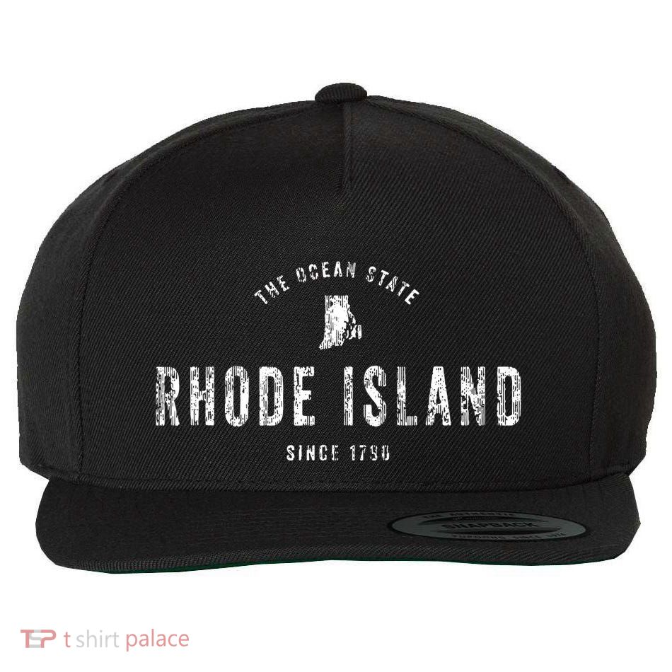 Rhode Island T Vintage Sports Design Retro Ri Wool Snapback Cap