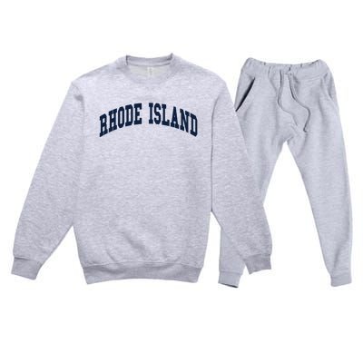 Rhode Island Throwback Design Classic Premium Crewneck Sweatsuit Set