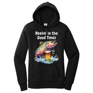 Reelin' in the Good Times A Unique Fish & Beer Design Women's Pullover Hoodie