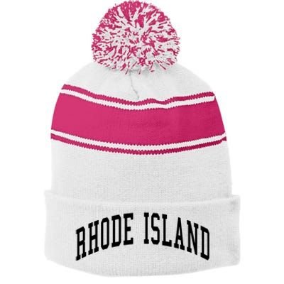 Rhode Island Throwback Design Classic Stripe Pom Pom Beanie