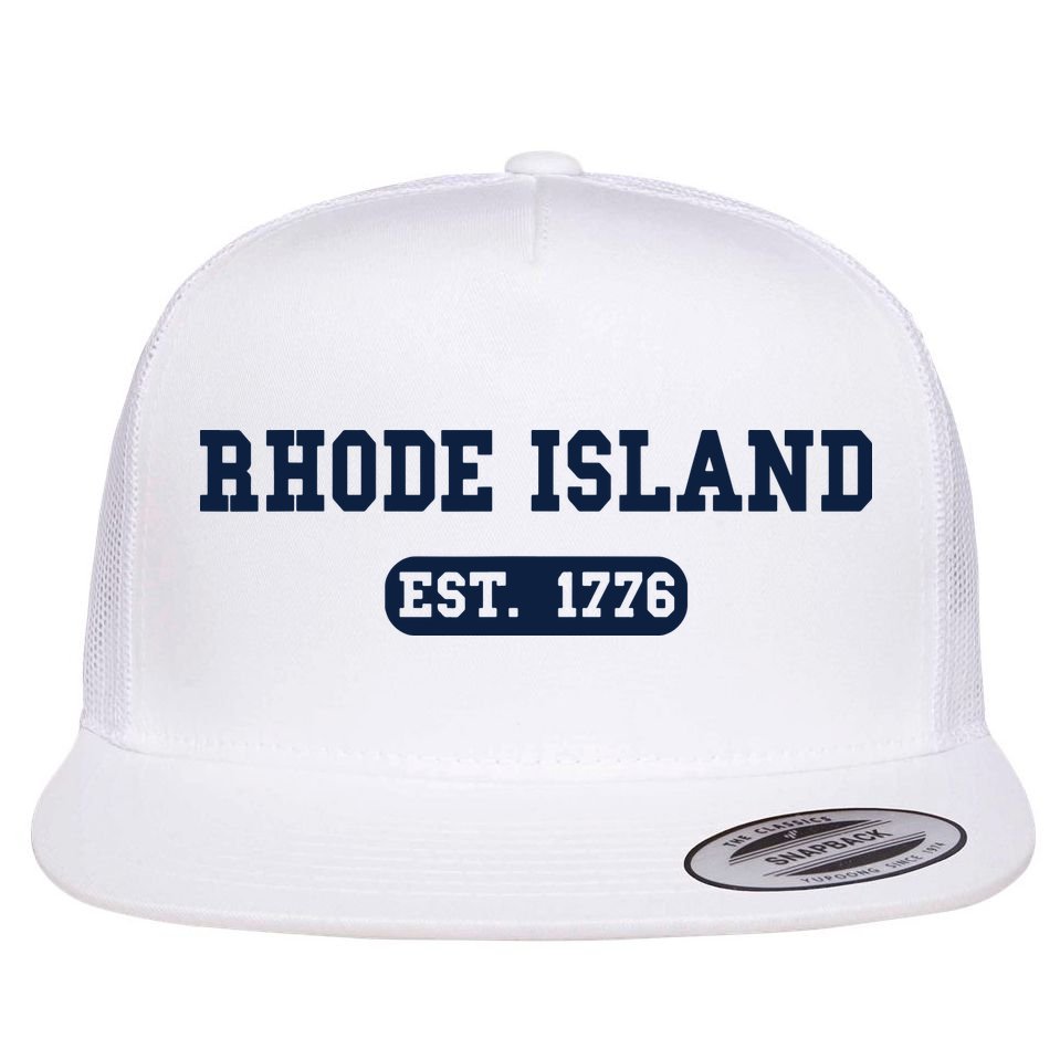 Rhode Island Throwback Design Classic Flat Bill Trucker Hat