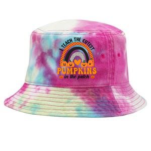 Rainbow I Teach The Cutest Pumpkins Halloween Teacher Gift Tie-Dyed Bucket Hat