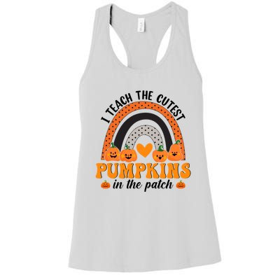 Rainbow I Teach The Cutest Pumpkins Halloween Teacher Gift Women's Racerback Tank