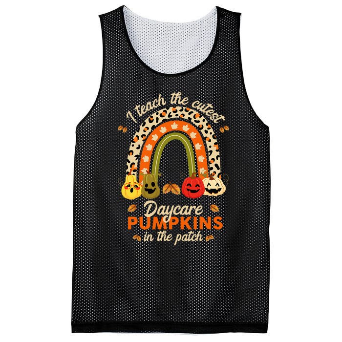 Rainbow I Teach The Cutest Daycare Pumpkin Halloween Teacher Mesh Reversible Basketball Jersey Tank