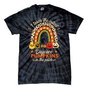 Rainbow I Teach The Cutest Daycare Pumpkin Halloween Teacher Tie-Dye T-Shirt