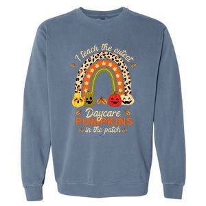 Rainbow I Teach The Cutest Daycare Pumpkin Halloween Teacher Garment-Dyed Sweatshirt