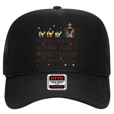 Rejoice In The Birth Of A Brown Skinned Middle Eastern High Crown Mesh Back Trucker Hat