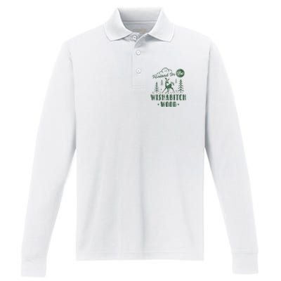 Raised In The Wishabitch Woods Funny Camping Performance Long Sleeve Polo